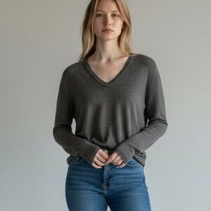 CHARTER CLUB | Women’s Heather Grey 100% 2-Ply Cashmere V-Neck Sweater size M